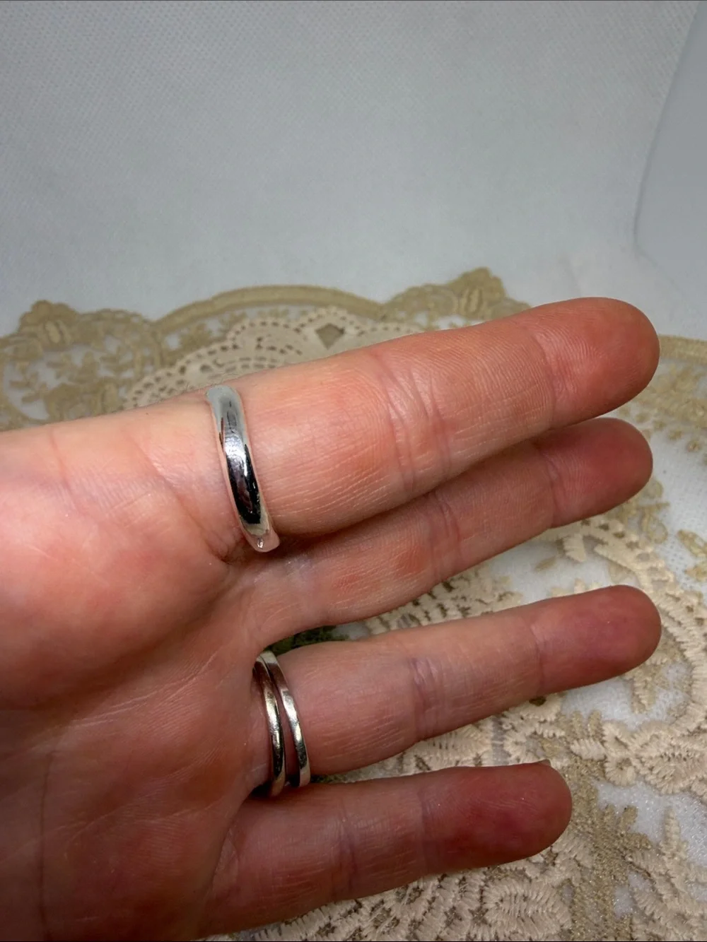 925 Sterling Silver Open Heart Adjustable Ring Romantic Statement Minimalist